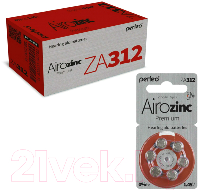 Комплект батареек Perfeo ZA312/6BL Airozinc Premium