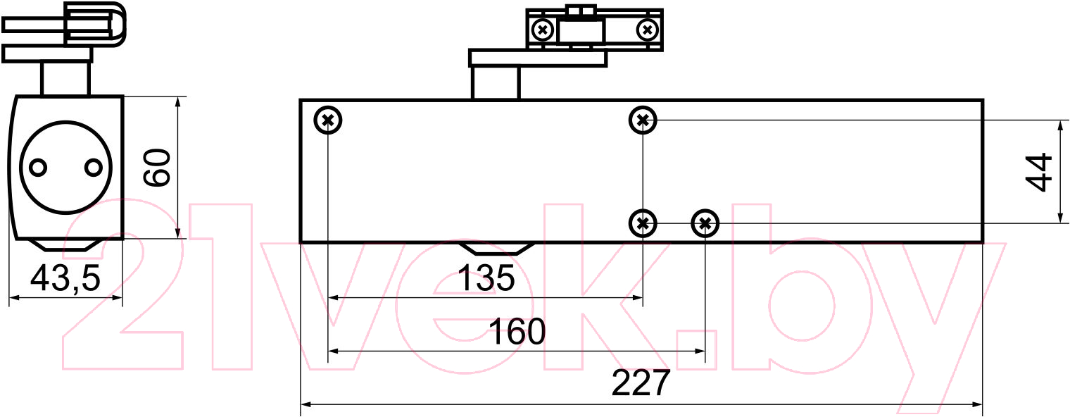 Доводчик с рычагом БУЛАТ Profi ДД 802/5 B-W