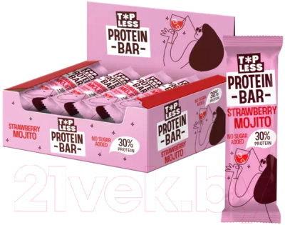 Набор протеиновых батончиков FitnesShock Top Less со вкусом клубники и мяты (12x40г)