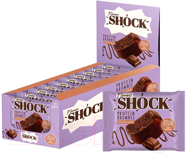 Набор протеинового печенья FitnesShock Shocks! Брауни Горячий Шоколад (10x50г)