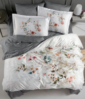 Комплект постельного белья DO&CO Delux Premium Floral / 11905 (серый)