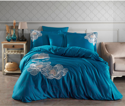 Комплект постельного белья Dantela Vita Calista с вышивкой 200x220 / 11909 (светло-синий)