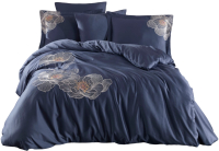 Комплект постельного белья Dantela Vita Calista с вышивкой 200x220 / 11909 (синий) - 