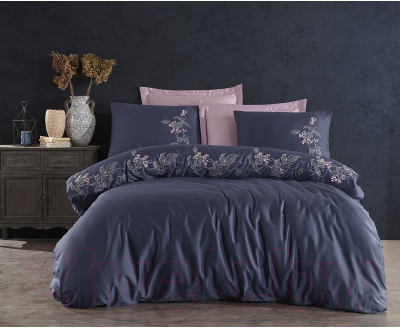 Комплект постельного белья Dantela Vita Efra с вышивкой 200x220 / 11910 (синий)