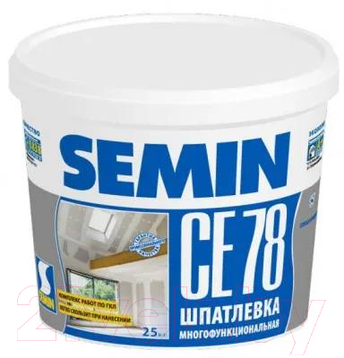 Шпатлевка готовая Semin CE 78 универсальная полимерная (25кг, белая крышка)