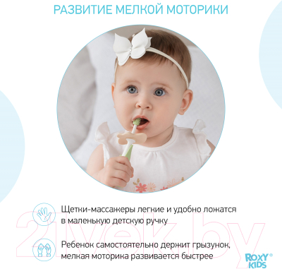 Набор зубных щеток для новорожденных ROXY-KIDS RTB-002 (мятный)