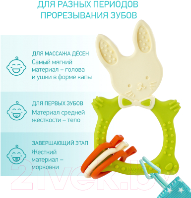 Прорезыватель для зубов ROXY-KIDS Bunny / RBT-001GNSC (зеленый)