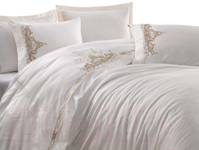Комплект постельного белья Dantela Vita Olivia с вышивкой 200x220 / 9284 (бежевый)