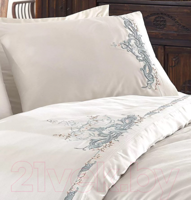 Комплект постельного белья Dantela Vita Olivia с вышивкой 200x220 / 9284 (мятный)