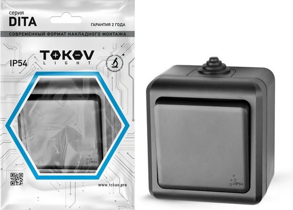 Выключатель Tokov Electric Dita TKL-DT-V1-C14-IP54 (карбон)