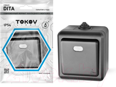 Выключатель Tokov Electric Dita TKL-DT-V1I-C14-IP54 (карбон)