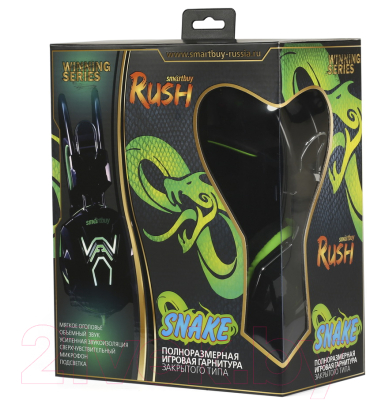 Наушники-гарнитура SmartBuy Rush Snake SBHG-1200 (черный/зеленый)