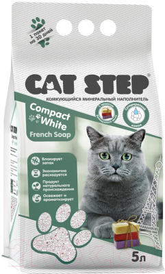 Наполнитель для туалета Cat Step Compact White French Soap / 20313036 (5л/4.5кг)