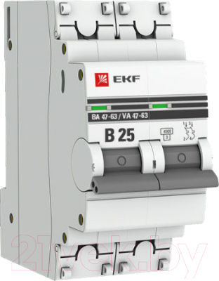 Выключатель автоматический EKF PROxima 2P 25А (В) 4.5kA ВА 47-63 / mcb4763-2-25B-pro