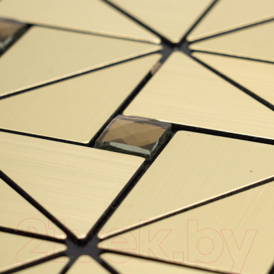 Панель ПВХ Самоклейкин Самоклеющаяся Алюминий Золото со стразами MA-G01 (300x300x3мм)