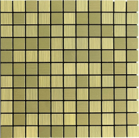 Панель ПВХ Самоклейкин Самоклеющаяся Алюминий Золотая мозаика MA-G02 (300x300x3мм) - 