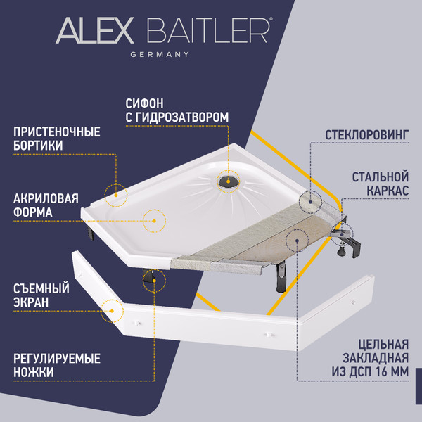 Купить Душевой поддон Alex Baitler AB9017V-1 в Борисове