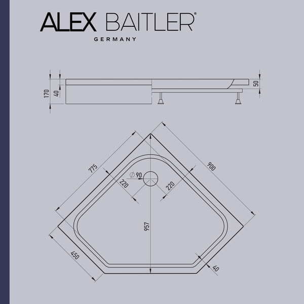Купить Душевой поддон Alex Baitler AB9017V-1 в Борисове