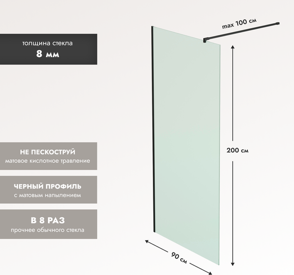 Купить Душевая стенка Benetto BEN-602 BLM 90x200 в Минске