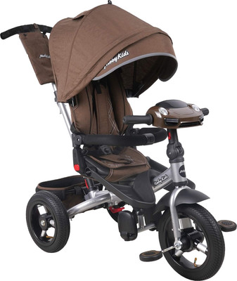 Трехколесный велосипед с ручкой Moby Kids Leader 360 12x10 Air Car / 649360 (темный шоколад) - 
