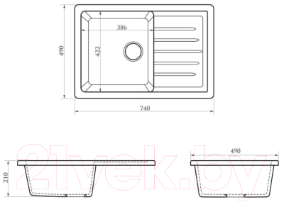 Мойка кухонная со смесителем Berge BR-7602 + Like F8007122 (черный)