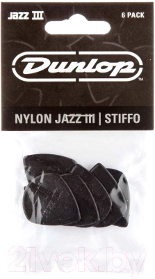 Набор медиаторов Dunlop Manufacturing 47P3S Black Stiffo Nylon Jazz III