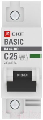 Выключатель автоматический EKF Basic ВА 47-100 1P 25А (C) 10kA / mcb47100-1-25C-bas