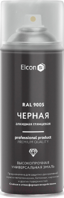 Эмаль Elcon Универсальная алкидная RAL 9005 (520мл, глянцевый черный)