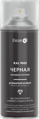 Эмаль Elcon Универсальная алкидная RAL 9005 (520мл, матовый черный)