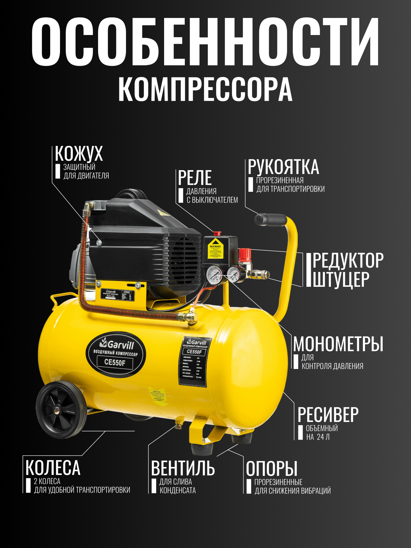 Воздушный компрессор Garvill CE550F