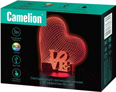Ночник Camelion Сердце NL-400 / 014558