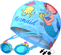 Набор для плавания Onlytop 4478124 (шапочка, очки, беруши, зажим для носа) - 