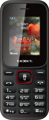 Мобильный телефон Texet TM-128 (черный/красный)