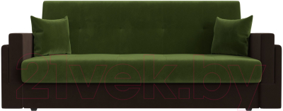 Диван Лига Диванов Лига-015 / 117921 (микровельвет зеленый/микровельвет коричневый/подушки зеленый)