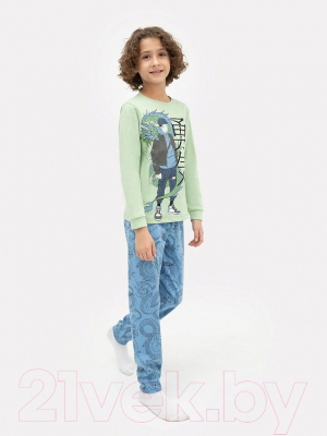Пижама детская Mark Formelle 563314 (р.98-52, пыльно-зеленый/драконы на голубом)