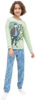 Пижама детская Mark Formelle 563314 (р.146-72, пыльно-зеленый/драконы на голубом) - 