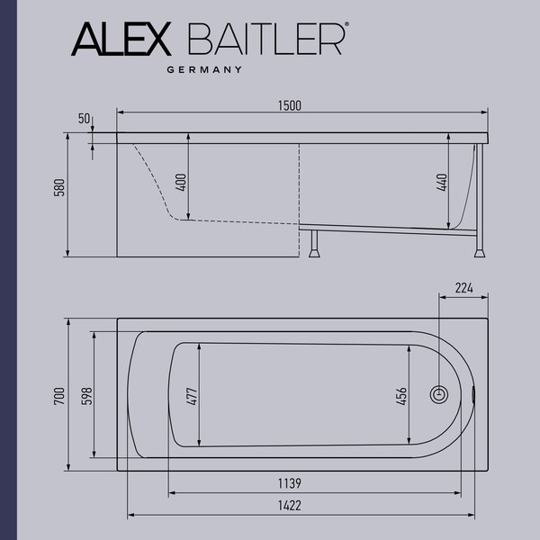 Купить Ванна акриловая Alex Baitler Michigan 150х70  
