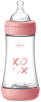 Бутылочка для кормления Chicco Perfect 5 Girl с силиконовой соской / 00020223110040 (240мл, розовый)