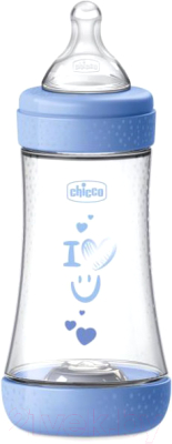 Бутылочка для кормления Chicco Perfect 5 Boy с силиконовой соской / 00020223210040 (240мл, голубой)