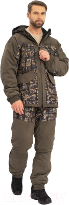 Костюм для охоты и рыбалки Huntsman Горка Люкс -10°C Хаки/002 Исландия/Alova (р-р 44-46/170-176)