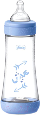 Бутылочка для кормления Chicco Perfect 5 Boy с силиконовой соской / 00020235210040 (300мл, голубой)