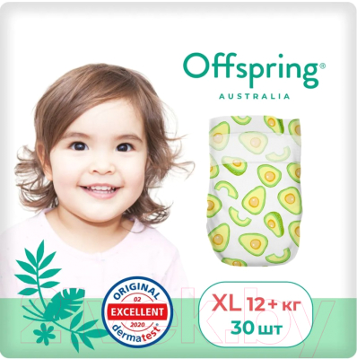 Подгузники детские Offspring XL 12+кг Авокадо / OF01XL30AVO (30шт)