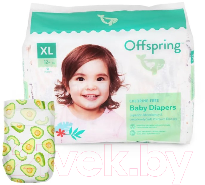 Подгузники детские Offspring XL 12+кг Авокадо / OF01XL30AVO