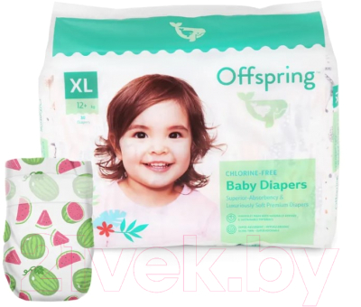 Подгузники детские Offspring XL 12+кг Арбузы / OF01XL30WML (30шт)