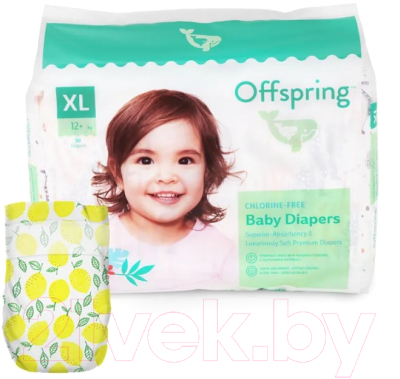 Подгузники детские Offspring XL 12+кг Лимоны / OF01XL30LM (30шт)