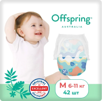 Подгузники-трусики детские Offspring M 6-11кг Море / OF02MAQT (42шт) - 