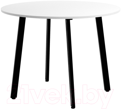 Обеденный стол Millwood Шанхай Л18 D110 (белый/металл черный)