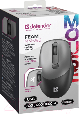 Мышь Defender Feam MM-296 / 52298 (серый)
