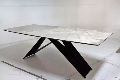 Обеденный стол M-City Марсель 220 / 480M05688 (Rex 769925/бежевый мрамор/керамика/черный)