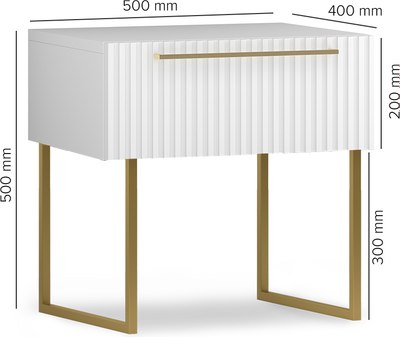 Прикроватная тумба Shtabe Gross 6101 (RAL 9003-белый/ручка золото)